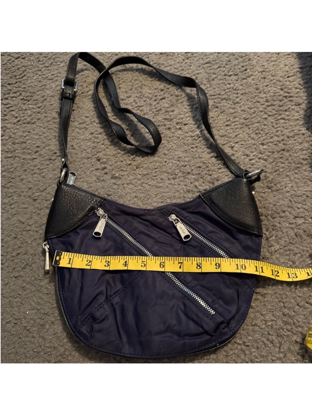 Nylon Crossbody Bag with Black Trim - Navy